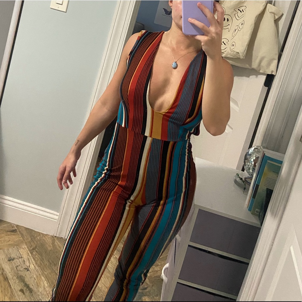 Fashion Nova Striped Jumpsuit